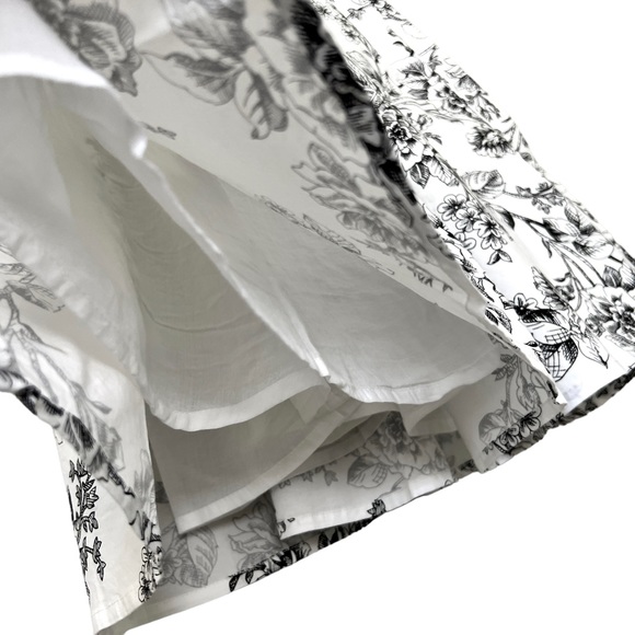 New RACHEL PARCELL Floral Poplin Fit & Flare Minidress Black White Sz 6 - Picture 10 of 15